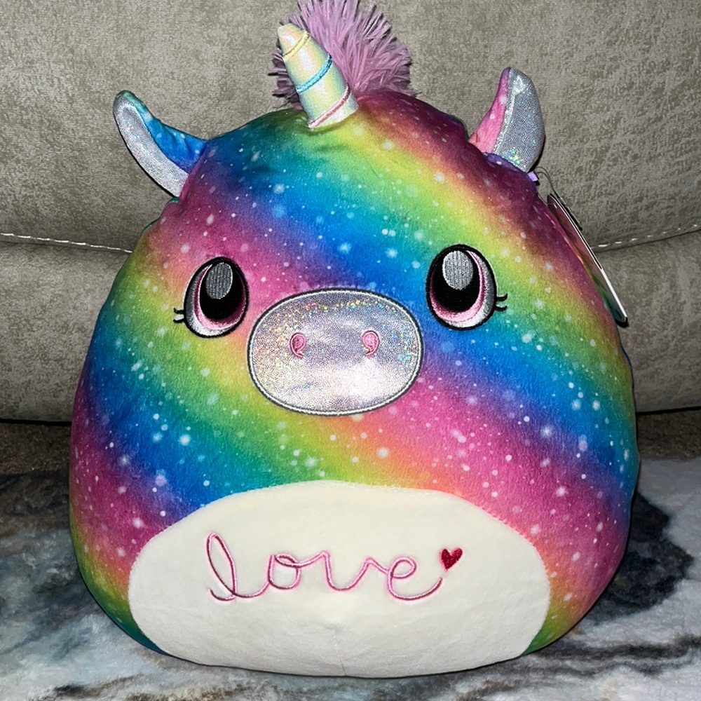 ON HOLD 🦄 Squishmallows Prim the Rainbow Unicorn Valentine’s Day 12” NWT “love”